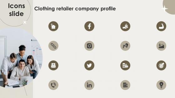 Icons Slide Clothing Retailer Company Profile CP SS V Icons Slide Clothing Retailer Company Profile CP SS V