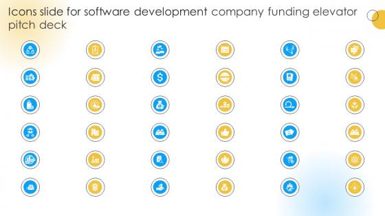 Icons Slide For Software Development Company Funding Elevator Pitch Deck