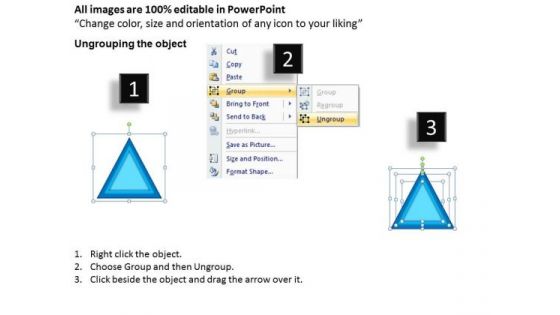 Illustration Of 3 Triangular Business Steps Plan PowerPoint Templates