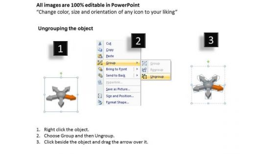 Illustration Of 5 Diverging Stages Circular Manner Gear Chart PowerPoint Slides