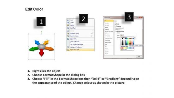 Illustration Of 5 Diverging Stages Circular Manner Pie Network PowerPoint Templates