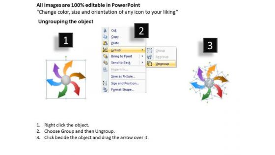 Illustration Of 6 Data Processes And Flows Circular Chart PowerPoint Templates