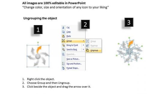 Illustration Of 6 Data Processes And Flows Circular Spoke Chart PowerPoint Slides
