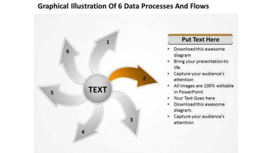 Illustration Of 6 Data Processes And Flows Cycle Arrow PowerPoint Templates