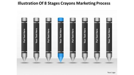 Illustration Of 8 Stages Crayons Marketing Process Ppt Business Plan Review PowerPoint Slides