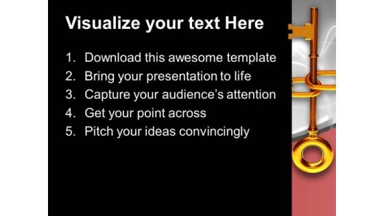 Illustration Of A Large Gold Key With Chain PowerPoint Templates Ppt Backgrounds For Slides 0113