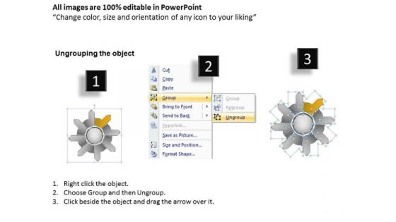 Illustration Of Colorful Diverging 8 Arrows Circular Flow Process PowerPoint Slides