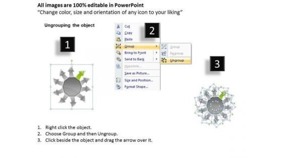 Illustration Of Pointing Arrows Network Software PowerPoint Templates