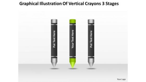 Illustration Of Vertical Crayons 3 Stages Business Plan PowerPoint Slides