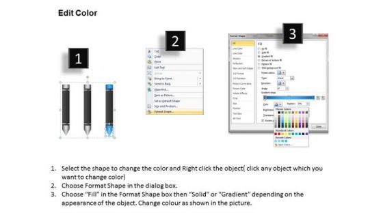 Illustration Of Vertical Crayons 3 Stages Ppt Business Plan Template PowerPoint Templates
