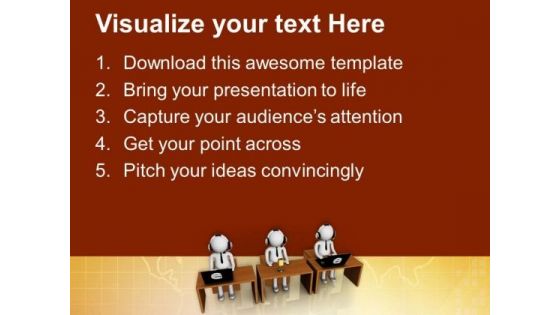 Image Of 3d Men In Call Center PowerPoint Templates Ppt Backgrounds For Slides 0713