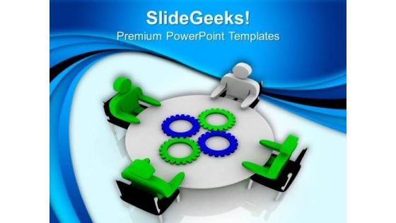 Image Of Business Meeting With Gears PowerPoint Templates Ppt Backgrounds For Slides 0713