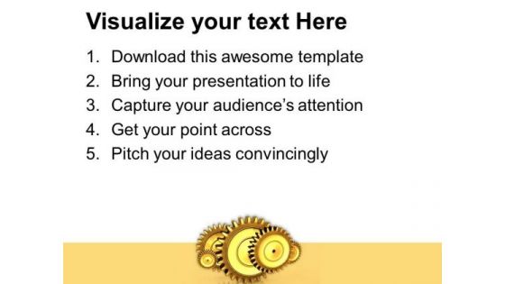 Image Of Five Connected Metal Gears PowerPoint Templates Ppt Backgrounds For Slides 0713