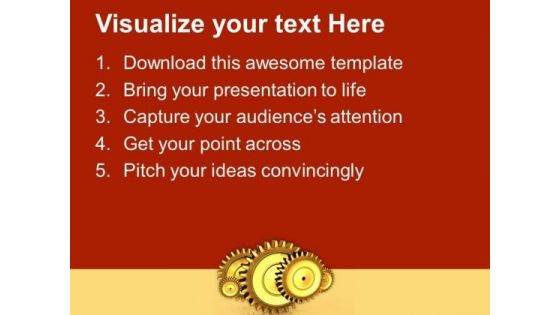 Image Of Five Connected Metal Gears PowerPoint Templates Ppt Backgrounds For Slides 0713