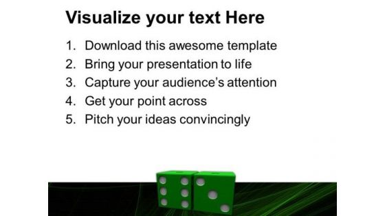 Image Of Green Dices On Grey Backgrounds PowerPoint Templates Ppt Backgrounds For Slides 0213