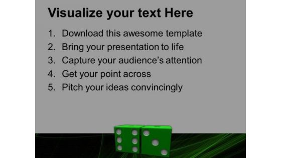 Image Of Green Dices On Grey Backgrounds PowerPoint Templates Ppt Backgrounds For Slides 0213