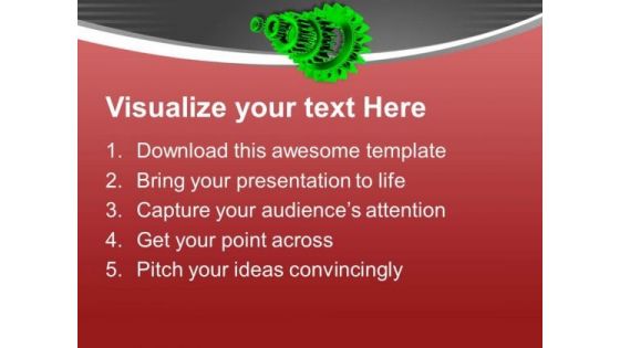 Image Of Green Metal Gears PowerPoint Templates Ppt Backgrounds For Slides 0713