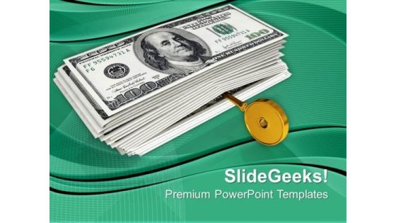 Image Of Key In Dollar Notes PowerPoint Templates Ppt Backgrounds For Slides 0113