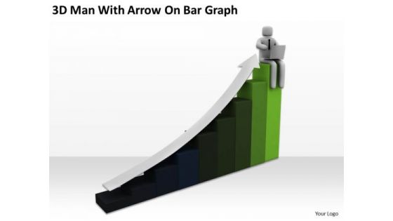 Images Of Business People 3d Man With Arrow On Bar Graph PowerPoint Templates