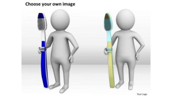 Images Of Business People Holding Blue Tooth Brush PowerPoint Templates Ppt Backgrounds For Slides