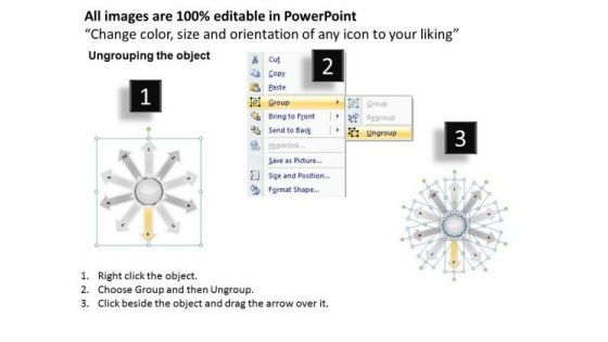 Imitation Of Diverging 10 Stages Development Process Gear Diagram PowerPoint Slides