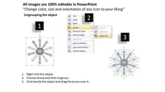 Imitation Of Diverging 10 Stages Development Process Ppt Cycle Motion PowerPoint Slides