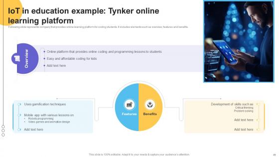 Impact Of IoT Technology On Education And Learning Ppt Powerpoint Presentation Complete Deck IoT CD V