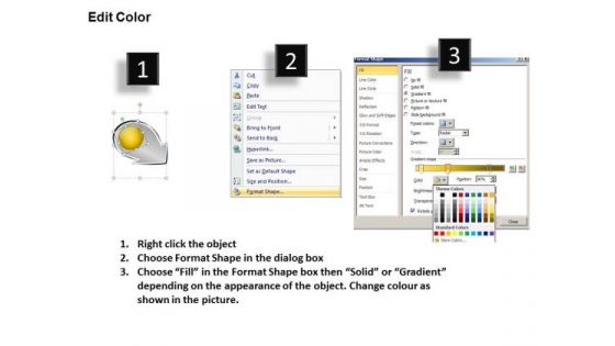 Inclined Circle Arrows 3 Stages Flowcharts Vision PowerPoint Slides