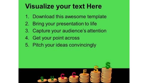 Increasing Flow Of Coins With Success PowerPoint Templates Ppt Backgrounds For Slides 0713