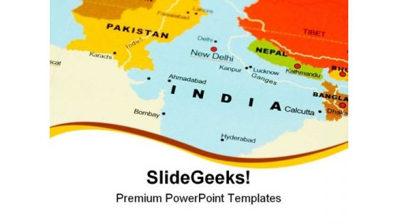 India On Map Globe PowerPoint Themes And PowerPoint Slides 0811