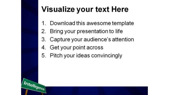 Intelligence Road Sign Metaphor PowerPoint Themes And PowerPoint Slides 0911