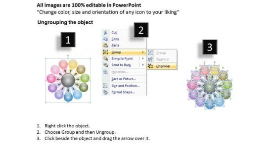 Interminable Flow Of Circular Boxes 11 Stages Ppt Pie Network PowerPoint Templates