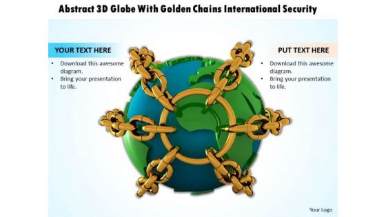 Internet Business Strategy Abstract 3d Globe With Golden Chains International Security Photos