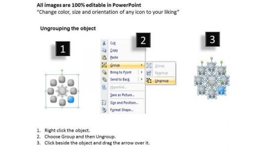 Interrelated 8 Factors Diverging Arrow Diagram Cycle Spoke Network PowerPoint Slides