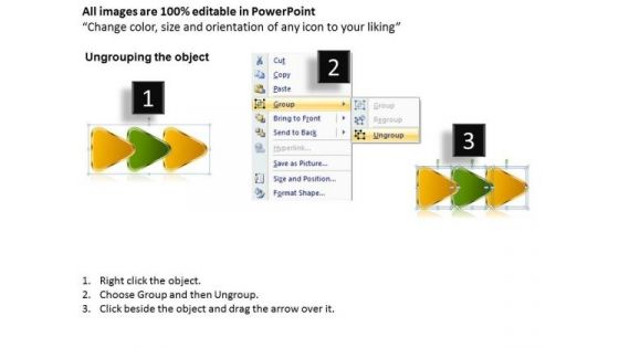 Interrelated Triangular Arrows Bee Line 3 Stages Customer Tech Support PowerPoint Slides