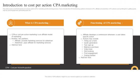 Introduction To Cost Per Action Tactics To Optimize Corporate Performance Sample Pdf