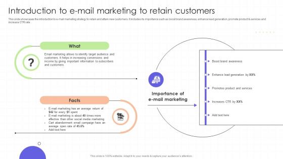 Introduction To E Mail Marketing To Retain Customers Regional Marketing Plan To Boost Sales MKT SS