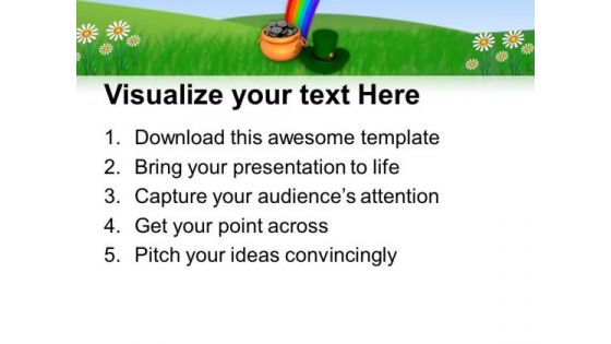 Irish Leprechaun Hat With Rainbow PowerPoint Templates Ppt Backgrounds For Slides 0313