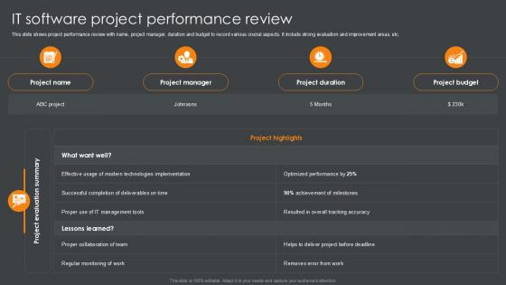 IT Software Project Performance Review PPT Presentation SS IT Software Project Performance Review PPT Presentation SS