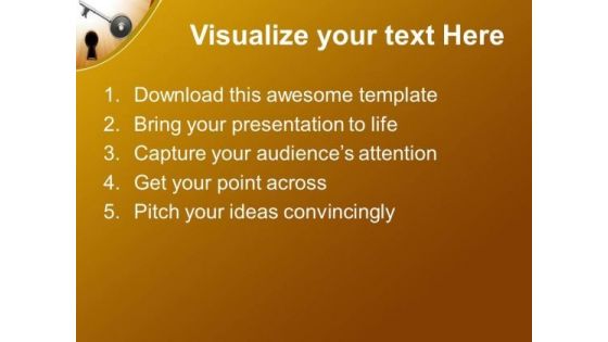 Key And Keyhole Over Golden Background PowerPoint Templates Ppt Backgrounds For Slides 0113
