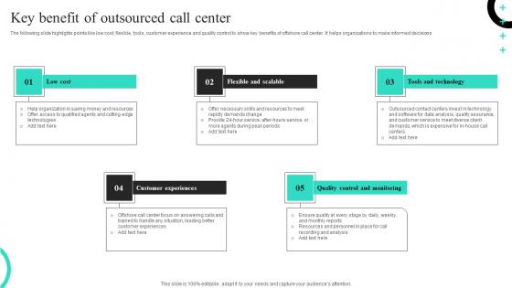 Key Benefit Of Outsourced Call Center Icons Pdf