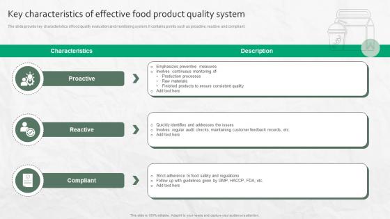 Key Characteristics Of Effective Food Product Quality System