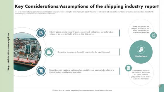 Key Considerations Assumptions Of The Shipping Industry Report Maritime Shipping Industry IR SS V