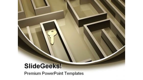 Key In Labyrinth Security PowerPoint Templates And PowerPoint Backgrounds 0311