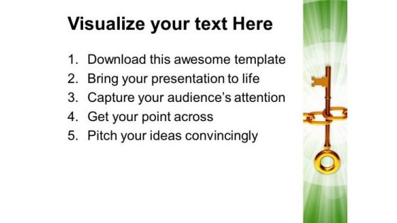 Key Of Success Tied To Chain Background PowerPoint Templates And PowerPoint Themes 1012