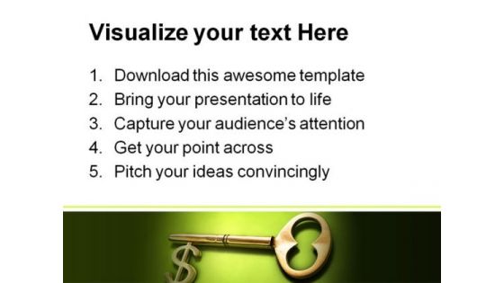 Key To Dollar Money PowerPoint Template 0610