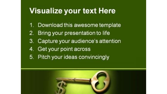 Key To Dollar Money PowerPoint Template 0610