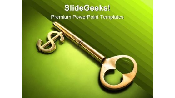 Key To Dollar Money PowerPoint Template 0610