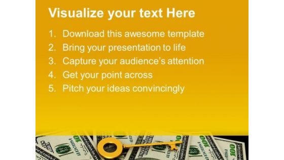 Key To Success Dollars Currency Finance PowerPoint Templates And PowerPoint Themes 0812