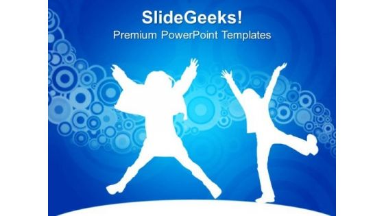 Kids Jumping Dancing Joy Happiness PowerPoint Templates Ppt Backgrounds For Slides 0313